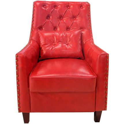 0084104 Furniture Tufted Armchair With Nail Heads Red Dubai Sharjah Abu Dhabi