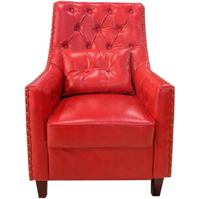 0084104 Furniture Tufted Armchair With Nail Heads Red Dubai Sharjah Abu Dhabi