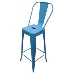 0539018 Modern Metallic Bar Stool Chair Light Blue Dubai Sharjah Abu Dhabi