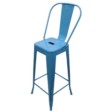 0539018 Modern Metallic Bar Stool Chair Light Blue Dubai Sharjah Abu Dhabi