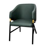 0584090 Luxury Leather Arm Dining Chair With Metallic Legs Dubai Sharjah Abu Dhabi