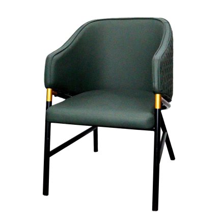 0584090 Luxury Leather Arm Dining Chair With Metallic Legs Dubai Sharjah Abu Dhabi