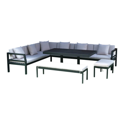 Aluminum Cushioned Sofa Set, 5Pcs