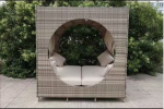 Bali Transitional Designed Daybed With Cushions, Beige
