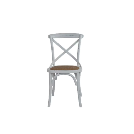 Creative Living Cross Back Birch & Rattan Antique Painted Chair, White