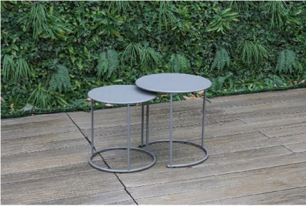 Creative Living Round Nesting Coffe Table, Dark Grey - Set Of 2 Pcs