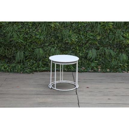 Creative Living Round Nesting Coffe Table, White - Set Of 2 Pcs