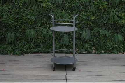 Creative Living Round Steel Serving Trolley, Dark Grey