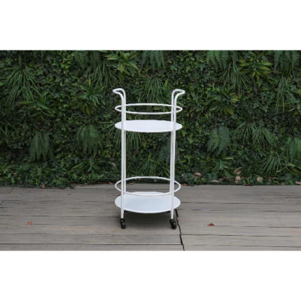 Creative Living Round Steel Serving Trolley, White
