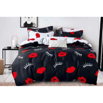 Duvet Bedding Cover, Set Of 6 - Black & Red