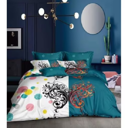 Duvet Bedding Cover, Set Of 6 - White & Green