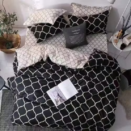 King Size Duvet Cover Set - Black & White - Grey & White