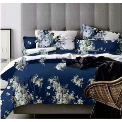 King Size Duvet Cover Set, Blue & White, Set of 6 Pcs