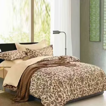 King Size Duvet Cover Set, Brown, Set of 6 Pcs