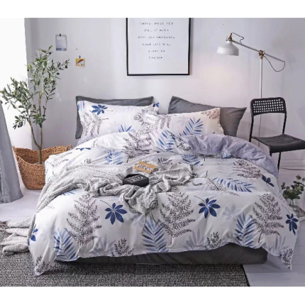 King Size Duvet Cover Set, Set of 6pcs - White & Blue