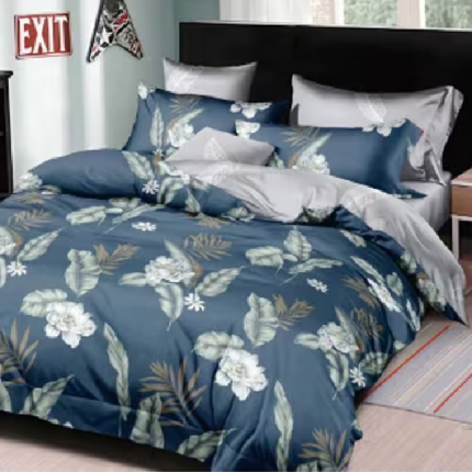 King Size Flower Patren Duvet Cover Set, Set of 6 Pcs - Multicolor