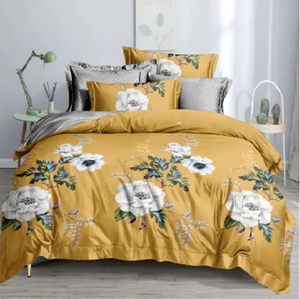King Size Flower Patren Duvet Cover Set, Set of 6 Pcs