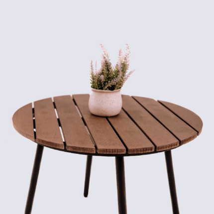Round Shape Side Table - Brown & Grey