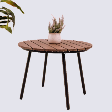 Round Shape Side Table - Brown & Grey