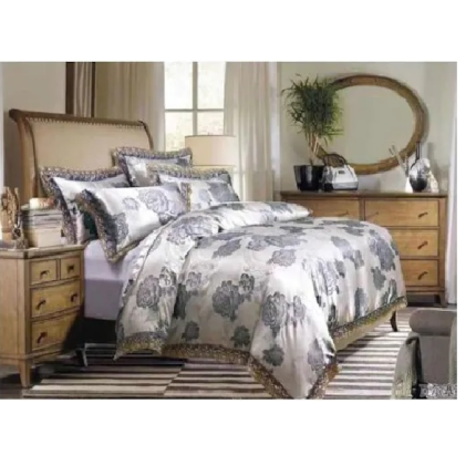 Silk 1 Jacquard King Sized Duvet Cover Bedding Set Silver Grey dubai sharjah abu dhabi