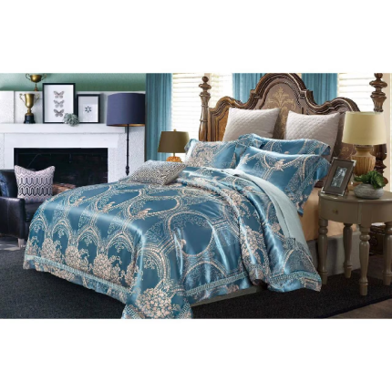 Silk & Cotton King Size Duvet Cover Set, Set of 6pcs