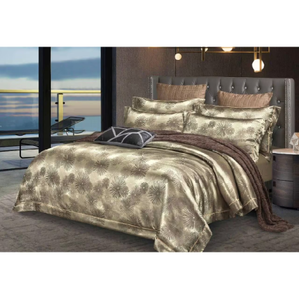 Silk & Cotton King Size Duvet Cover Set, Set of 6pcs