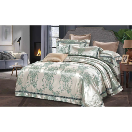 Silk & Cotton King Size Duvet Cover Set, Set of 6pcs