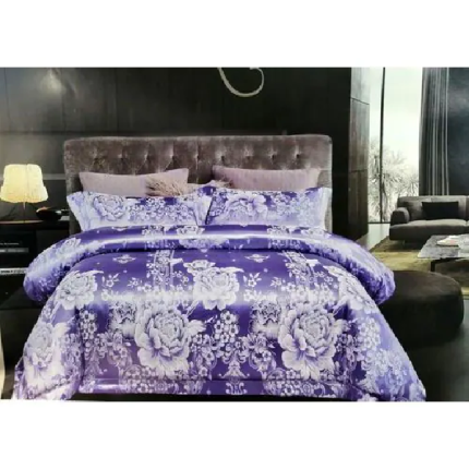 Silk Jacquard King Sized Duvet Cover Bedding Set, Blue & White
