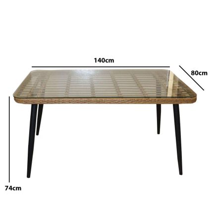0654776 Premium Glass Dining Table-140x80cm Brown Dubai Sharjah Abu Dhabi