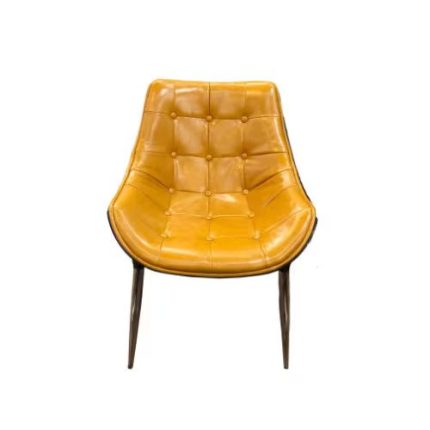 0366736 Leather Chair With Stainless Steel Frame Yellow Dubai Sharjah Abu Dhabi