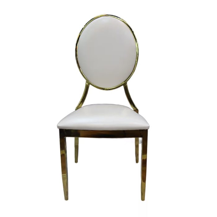 0664055 Modern High Quality Leather Dining Chair Gold White Dubai Sharjah Abu Dhabi