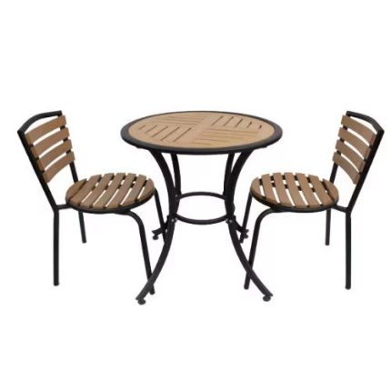 0314987 Round Shaped Table And Chair Set Brown Black Dubai Sharjah Abu Dhabi