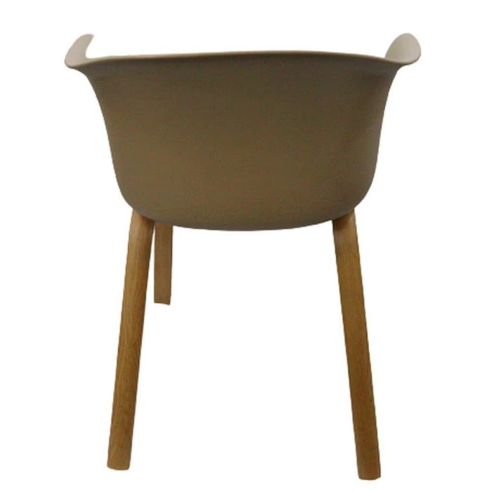 0539008 Fiber Plastic Wooden Seat With Metallic Legs Beige- Dubai Sharjah Abu Dhabi