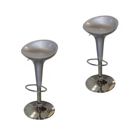 0638588 Modern Adjustable Bar Stool Silver Set Of 2 Pcs Dubai Sharjah Abu Dhabi