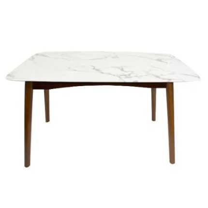 Marble Top with Wooden Base Table White and Brown Dubai Sharjah Abu Dhabi