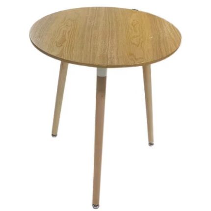 0315033 Round Wooden Top With Steel Tip Base Table Brown Dubai Sharjah Abu Dhabi