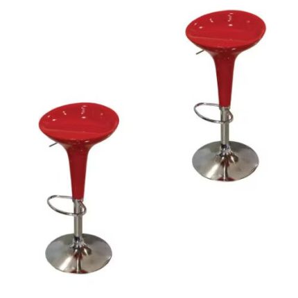 0638590 Modern Adjustable Bar Stool Red Set Of 2 Pcs Dubai Sharjah Abu Dhabi