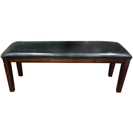 Furniture Upholstered Faux Leather Wooden Bench Dark Brown Dubai Sharjah Abu Dhabi