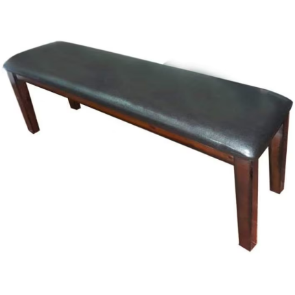 Furniture Upholstered Faux Leather Wooden Bench Dark Brown Dubai Sharjah Abu Dhabi