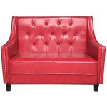 0084121 Western Tufted Armchair Sofa With Nail Heads Red Dubai Sharjah Abu Dhabi