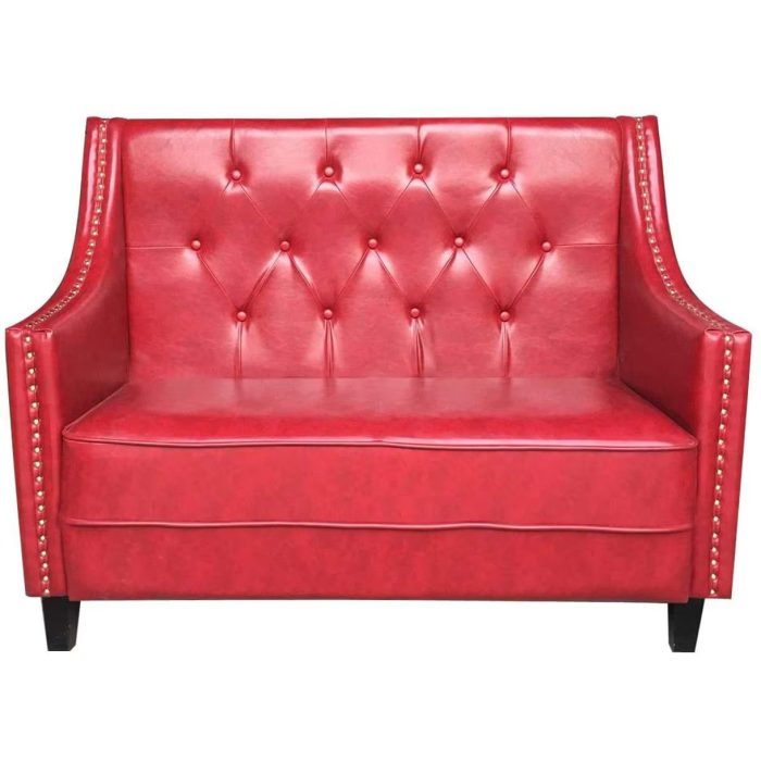 0084121 Western Tufted Armchair Sofa With Nail Heads Red Dubai Sharjah Abu Dhabi