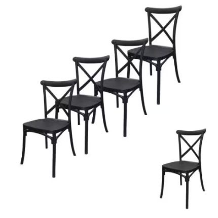 0638595 Modern Cross Back Dining Chair Black Set Of 4 Pcs Dubai Sharjah Abu Dhabi