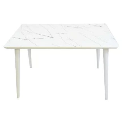 0315040 Tempered Glass Top With Steel Base Table 120x70cm White Dubai Sharjah Abu Dhabi