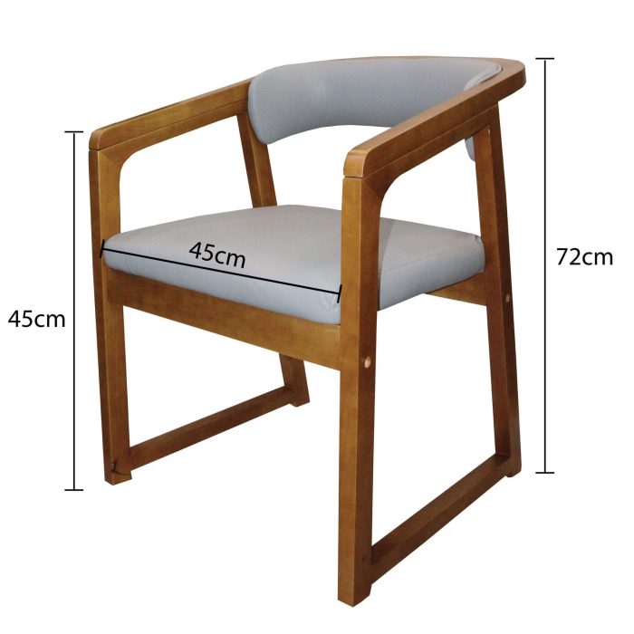 0654769 Leather And Solid Wood Dining Chair Grey Dubai Sharjah Abu Dhabi