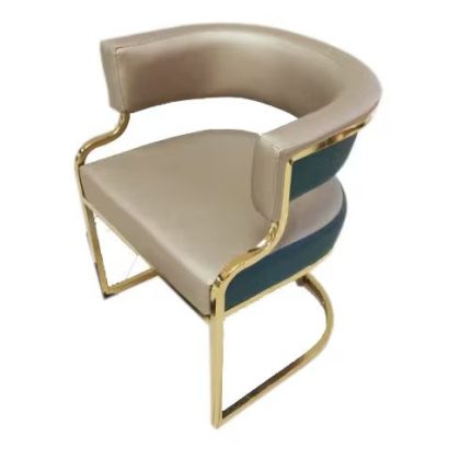 0314993 Steel Frame Synthetic Leather Covered Arm Chair Beige Green Dubai Sharjah Abu Dhabi
