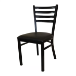 Black Chair with Brown Padded Leather Seat Dubai Sharjah Abu Dhabi