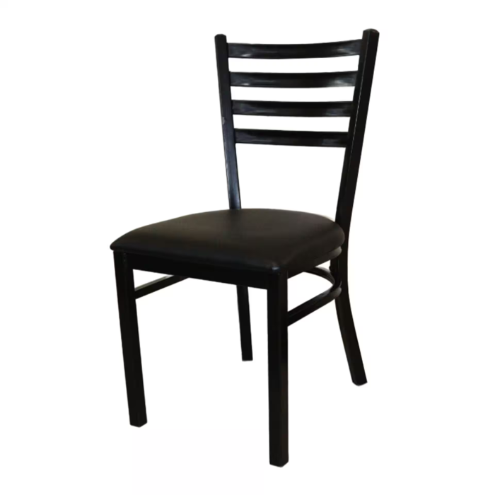 Black Chair with Brown Padded Leather Seat Dubai Sharjah Abu Dhabi