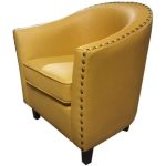 0084206 Leather Single Seater Sofa Yellow Dubai Sharjah Abu Dhabi