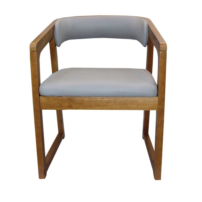 0654767 Leather And Solid Wood Dining Chair Grey Dubai Sharjah Abu Dhabi