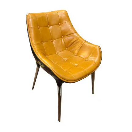 0366735 Leather Chair With Stainless Steel Frame Yellow Dubai Sharjah Abu Dhabi